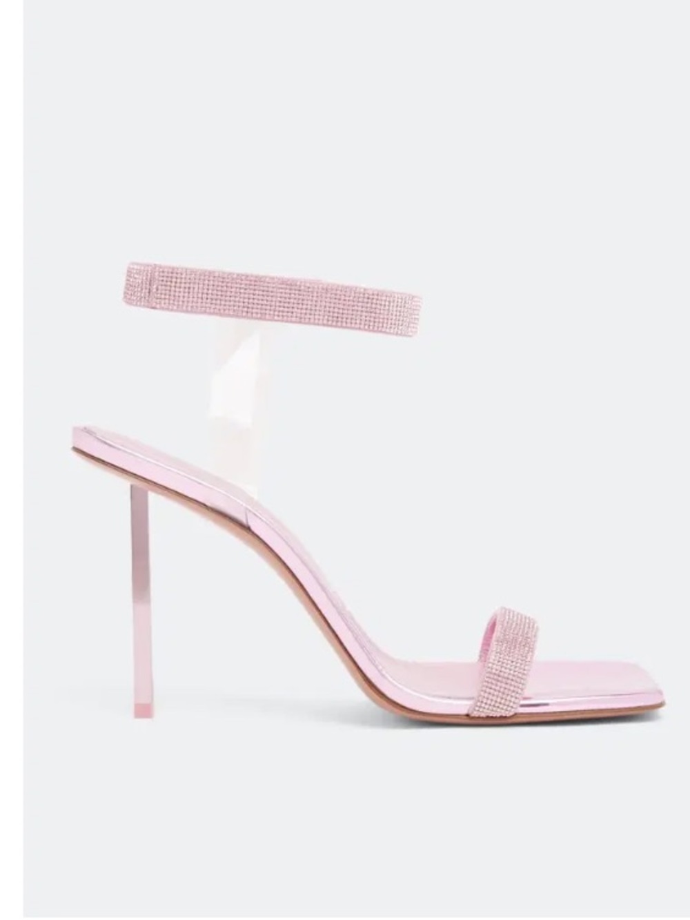 AMINA MUADDI Pink Rhinestone Ankle-Strap High Heel Sandals - Picture 15 of 16